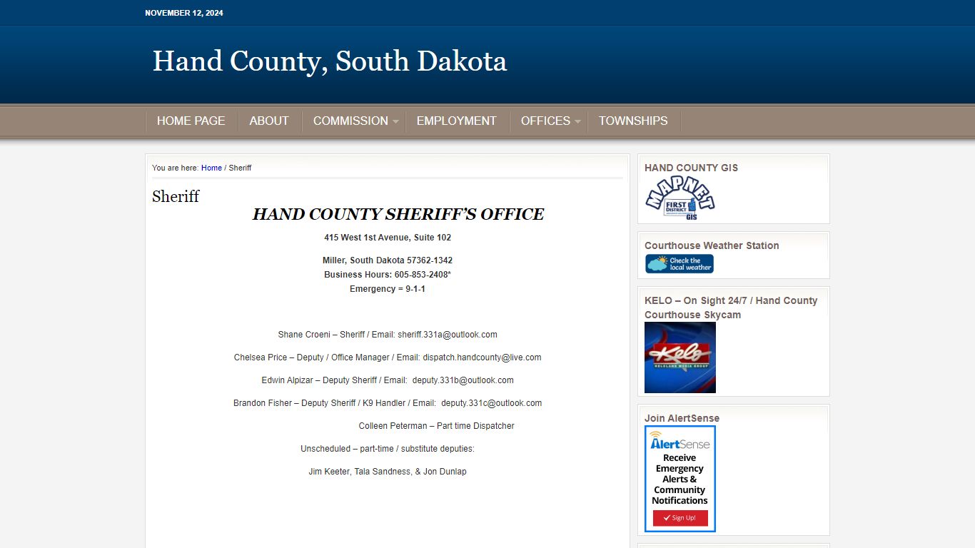 Sheriff - Hand County, South Dakota